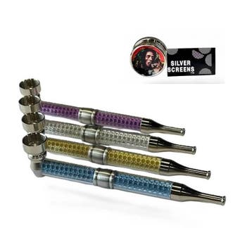Lang Pijpje met mini Kruidengrinder + Gaasjes  Blauw, Ophalen of Verzenden, Nieuw