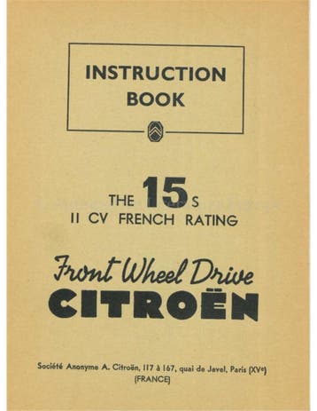 1953 CITROËN TRACTION AVANT INSTRUCTIEBOEKJE ENGELS, Auto diversen