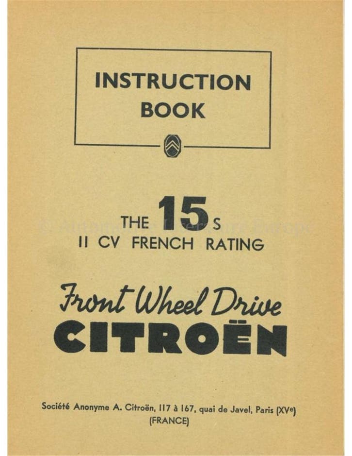 1953 CITROËN TRACTION AVANT INSTRUCTIEBOEKJE ENGELS, Auto diversen, Handleidingen en Instructieboekjes