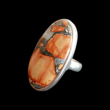 Ring van Maligano-jaspis en zilver 925. Prachtig
