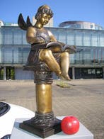 sculptuur, GROOT XXL 60 CM CHIQUE BRONZEN BEELD : PUTTI :, Antiek en Kunst, Curiosa en Brocante