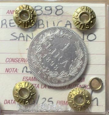 San Marino. 1 Lira 1898, Postzegels en Munten, Munten | Europa | Niet-Euromunten