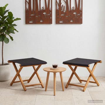 vidaXL Ligstoel 2 pcs massief eucalyptushout Zwart, Verzenden, Nieuw