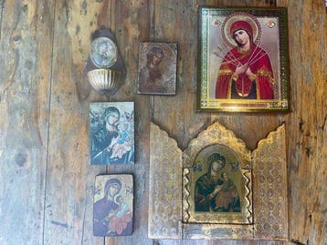 Reis-icoon - Moeder Gods - Hout, Verguld, Metaal - Collectie, Antiek en Kunst