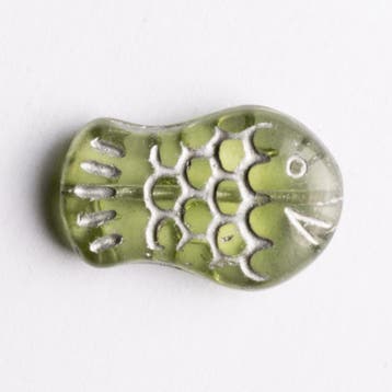 5  x vis kraal 19x12x6 mm kleur: groen gat: 1mm (Glaskralen), Ophalen of Verzenden, Nieuw, Kraal
