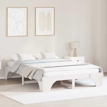 vidaXL Bedframe Wit 160 x 200 cm Massief grenenhout, Verzenden, Nieuw, Wit, Hout