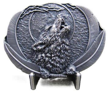 Huilende Wolf Volle Maan Silver plated Riem Buckle/Gesp, Kleding | Heren, Riemen en Ceinturen, Verzenden, Nieuw, Overige kleuren