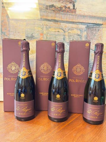 2015 Pol Roger, Brut Rosé Millésimé - Champagne - 3 Flessen, Nieuw