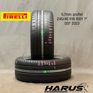 245/45/18 100Y (1*) Pirelli zomerbanden 5,7mm profiel 2X, 18 inch, Ophalen of Verzenden, Band(en), Personenwagen