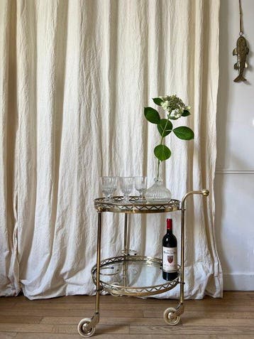 Serveerwagen - Verguld messing, Glas - Desserte glas en