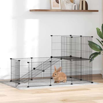 vidaXL Huisdierenkooi met deur 20 panelen 105x70x70 cm staal, Verzenden, Nieuw