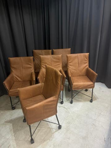6 Montis Chaplin - Nieuw Rancho Leer -, Zo goed als nieuw, Vijf, Zes of meer stoelen