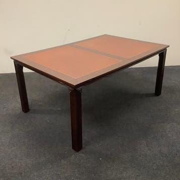 klassieke Engelse tafel met leer inleg, 180x120 cm, Ophalen of Verzenden, Gebruikt