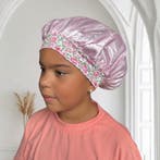 Roze bloem Satijnen slaapmuts met bandjes (kinderen / kinder, Ophalen of Verzenden, Nieuw