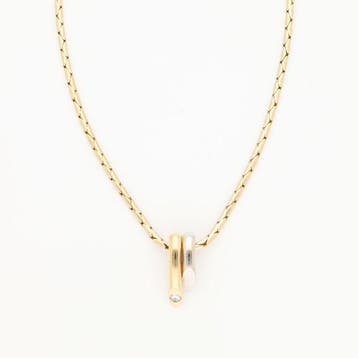 Halsketting - 14 karaat Geel goud, Witgoud Diamant, Sieraden, Tassen en Uiterlijk, Kettingen, Nieuw