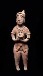Precolumbiaans. Colima Staande figuur in aardewerk Met