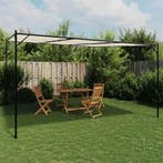 vidaXL Prieel 4x4 m 180 g/m² stof en staal wit, Verzenden, Nieuw