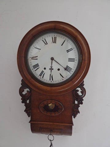 Wandklok - Hout - 1920-1930 - Antieke Drop Dial klok, Antiek en Kunst, Antiek | Klokken