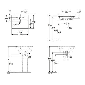Wastafel Villeroy & Boch Subway 3.0 Zonder Kraangat Zonder, Ophalen of Verzenden, Nieuw