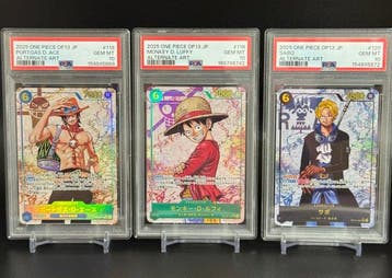 Bandai - 3 Graded card - One Piece - Monkey D Luffy, Portgas, Nieuw