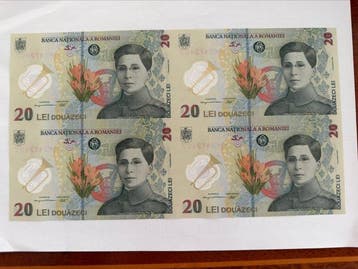 Roemenië. - 4 x 20 Lei - 2025 - Sheet of 4 - Pick 119Ac1