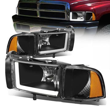 SK-Import Koplampen LED Black Housing Dodge Ram, Auto-onderdelen, Verlichting, Ophalen of Verzenden, Nieuw, Dodge