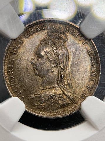 Verenigd Koninkrijk. Victoria. 3 Pence 1887 NGC MS62 (Zonder