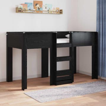 vidaXL Bunk Bed voor Kinderen Zwart Eiken 75 x 190 cm, Verzenden, Nieuw, Zwart, Hout