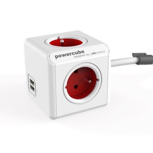 Allocacoc PowerCube Extended USB Rood 1,5 Meter (FR), Computers en Software, Pc- en Netwerkkabels, Nieuw, Ophalen of Verzenden