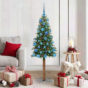 vidaXL Slanke Kerstboom Groen 150 cm PVC en massief, Verzenden, Nieuw