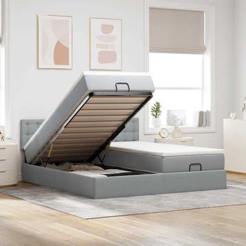 vidaXL Ottoman bed met matrassen en LEDs 180x200cm stof, Eenpersoons, Verzenden, Nieuw, 80 cm