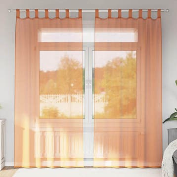 vidaXL Gordijnen voile met lussen 2 st terracotta 140x225 cm, Verzenden, Nieuw, Bruin