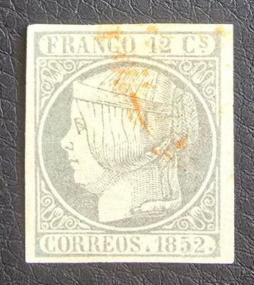Spanje 1852 - Isabel II, 12 cu. lila grijs. Stempel Baeza in, Gestempeld
