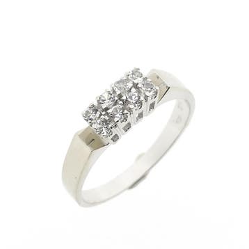 Gouden ring met zirconia, Sieraden, Tassen en Uiterlijk, Ringen, 18 tot 19, Gebruikt, Overige kleuren, Ophalen of Verzenden