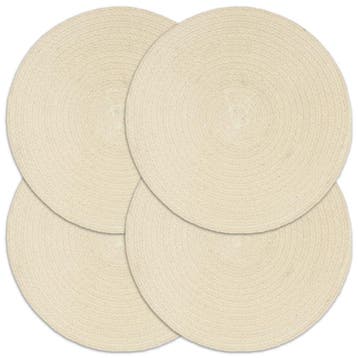 vidaXL Placemats 4 st rond 38 cm katoen natuurlijk, Verzenden, Nieuw, Bruin