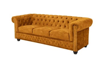 Bank CHESTERFIELD 205 cm met binnenvering, 3-zits, fluweel,, Ophalen of Verzenden, Nieuw
