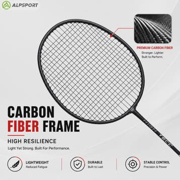 ALPSPORT RR Carbon Fiber Badminton Racket Set (2 stuks) - Of, Verzenden, Nieuw