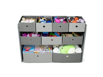 Veiling - Camden Stof Multi Bin Speelgoed Organizer met 9 Op, Nieuw