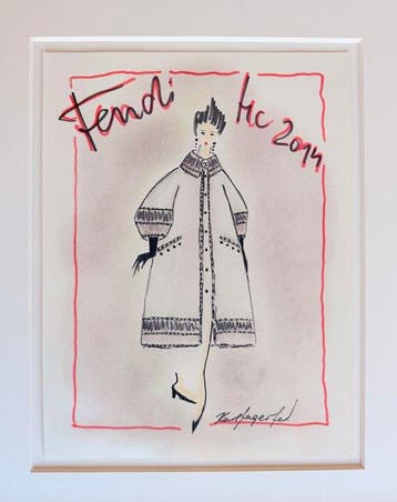 Karl Lagerfeld (1938-2019) - Authentische Fendi Modeskizze,