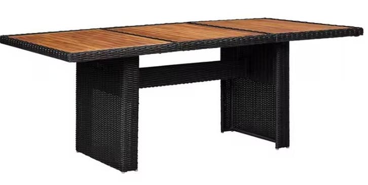 Zwarte Tuintafel 200x100 cm – Harsvlecht en Acaciahout, Tuin en Terras, Tuintafels, Nieuw, Verzenden