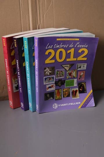 Wereld 2012/2015 - 4 Yvert&Tellier Full Colour catalogi, Gestempeld