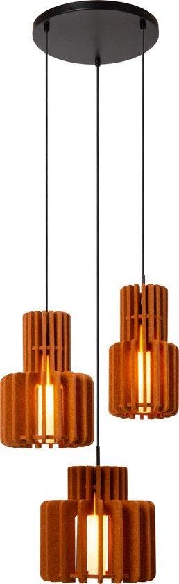 2dekans | Lucide ROLLO - Hanglamp - 3xE27 - Terracotta -, Ophalen of Verzenden, Zo goed als nieuw