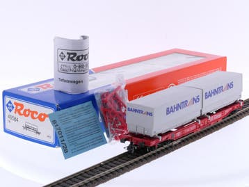 Schaal H0 Roco 46584 dieplader wagen Sdkms Bahntrans va..., Hobby en Vrije tijd, Modeltreinen | H0, Gelijkstroom, Overige typen