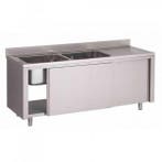 RVS Spoeltafel met schuifdeuren 600 diep - 2 spoelbakken, Verzenden, Nieuw in verpakking