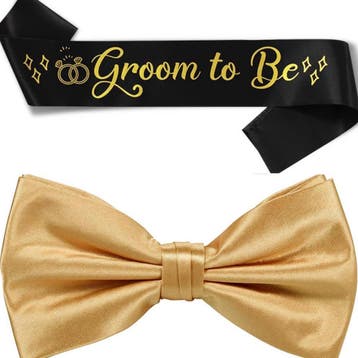 Groom to Be sjerp en dasstrik zwart met goud, Ophalen of Verzenden, Nieuw, Zwart, Accessoires