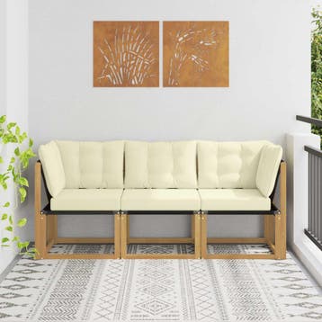 vidaXL 3 st Outdoor Midden- en Hoeksalon Wit, Tuin en Terras, Tuinsets en Loungesets, Verzenden, Nieuw, 3 zitplaatsen
