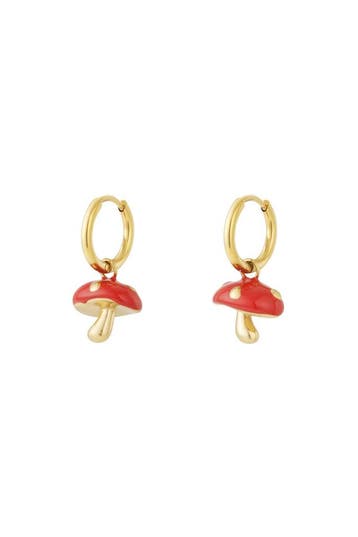 Goudlief Paddestoel oorbellen (Oorbellen met druppelvorm), Verzenden, Nieuw, Zilver, Overige materialen