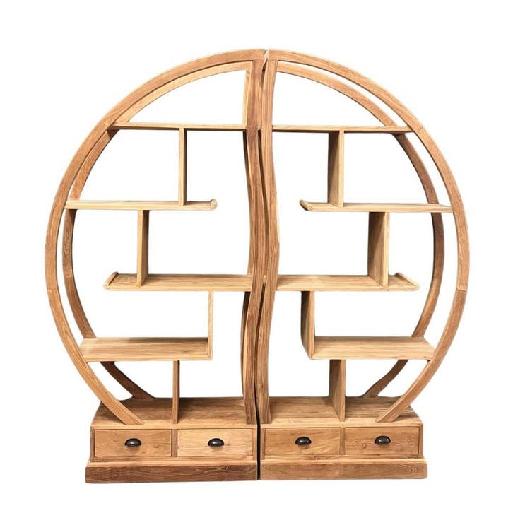 2-delige roomdivider van teakhout OP VOORRAAD BIJ INDOTEAK, Huis en Inrichting, Kasten | Boekenkasten, 25 tot 50 cm, Met lade(s)