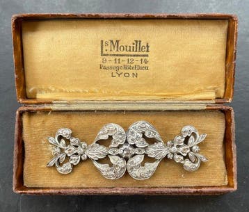 Broche - 18 karaat Geel goud, Zilver - 1.00ct. tw. Diamant