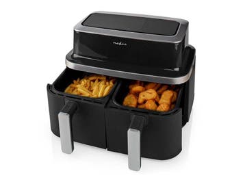 Nedis Dual Airfryer - 8.4L - Dubbele Mand - Heteluchtfriteus, Verzenden, Zo goed als nieuw